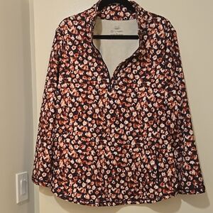 Women's Athletic Jacket Red and White Long Sleeve  half-zip w/ pocket sz IX